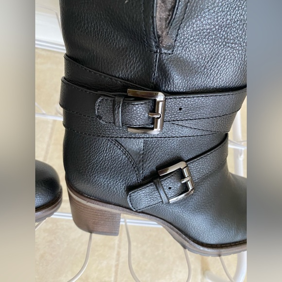 Sophie17  Darby Womens Black Faut Fur Boots Combat Buckles Shoes Size 3 M - Picture 5 of 10